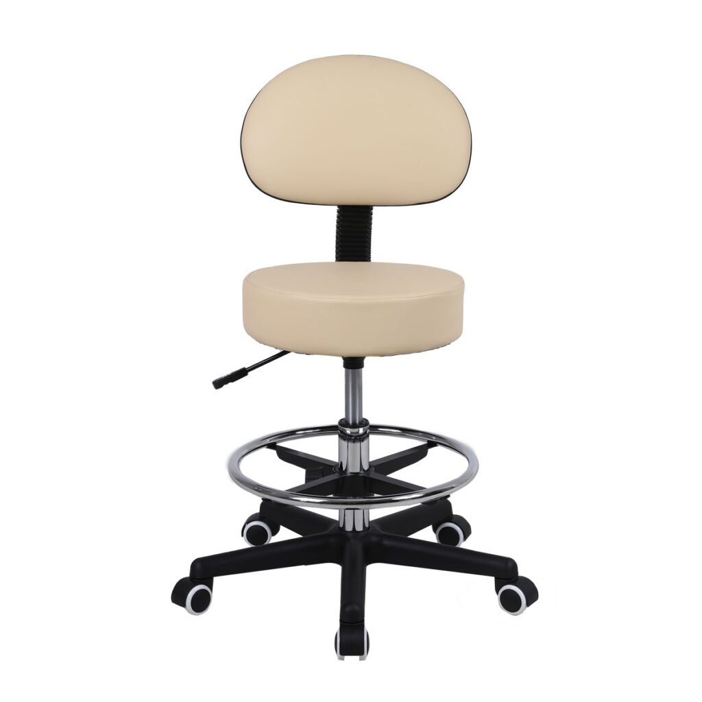 Τροχήλατο σκαμπό με πλάτη ρυθμιζόμενου ύψους (μαύρο-μπεζ) 08123112