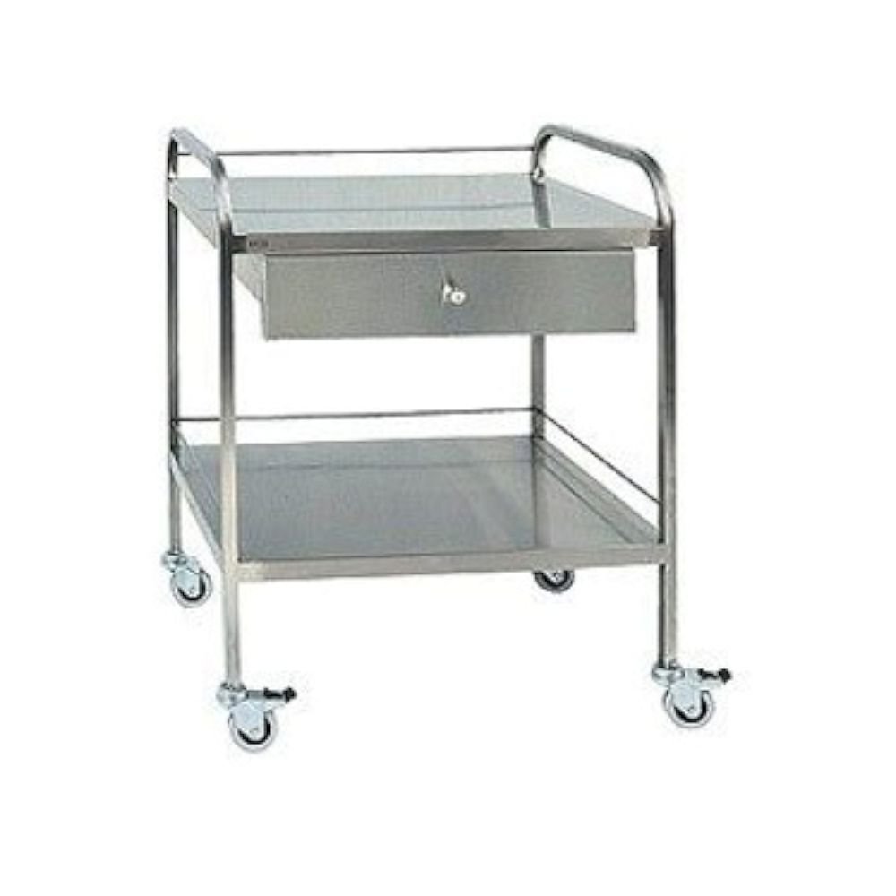Τραπεζάκι INOX με 2 ράφια και συρτάρι SI 1221
